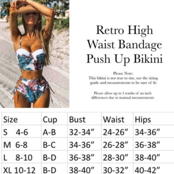 ( SALE ) Retro/ High Waist Bandage Push Up Bikini - Picture 2 of 6